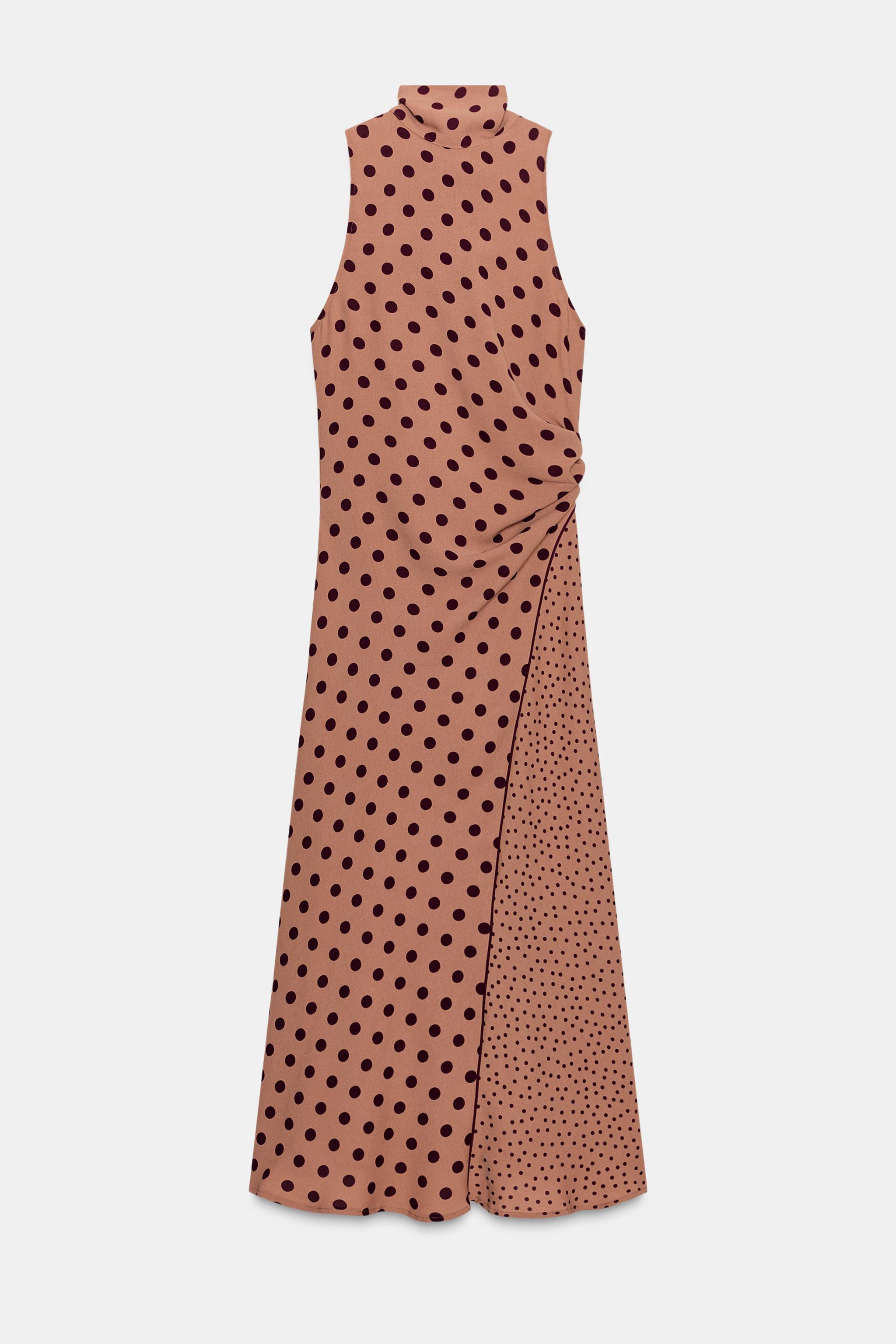 TIED POLKA DOT MIDI DRESS